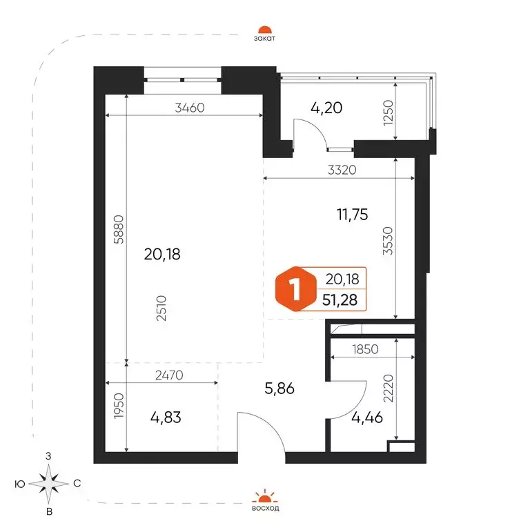 1-комнатная квартира: Обнинск, Белкинская улица, 36/1 (51.3 м) - Фото 2