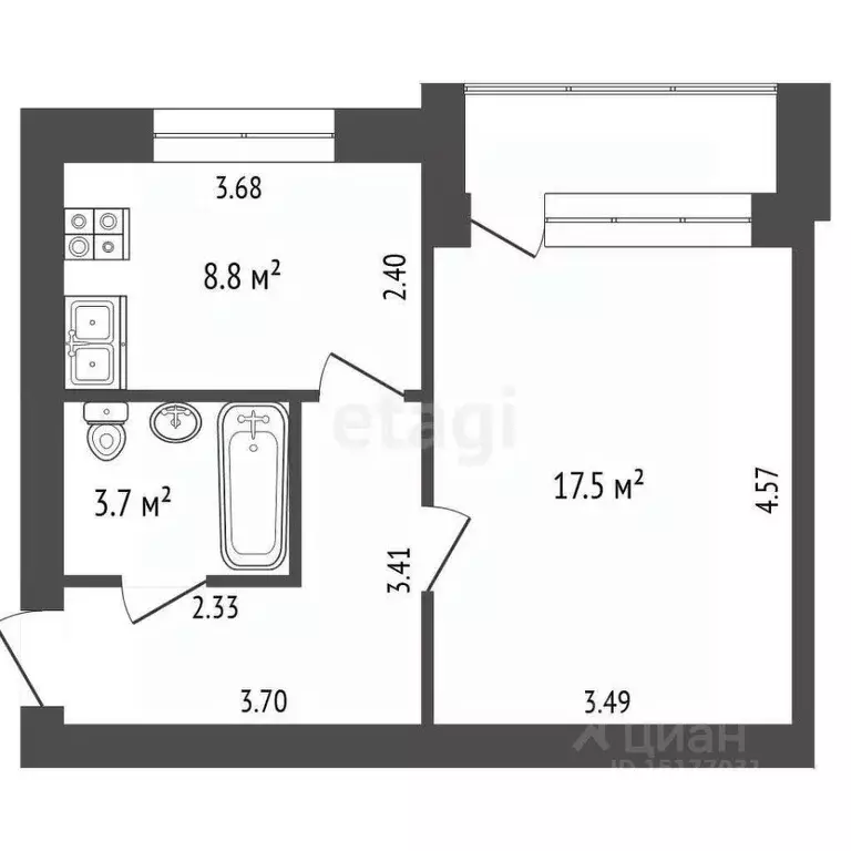 1-к кв. Ямало-Ненецкий АО, Новый Уренгой Ягельный мкр, ул. Южная, 32А ... - Фото 2