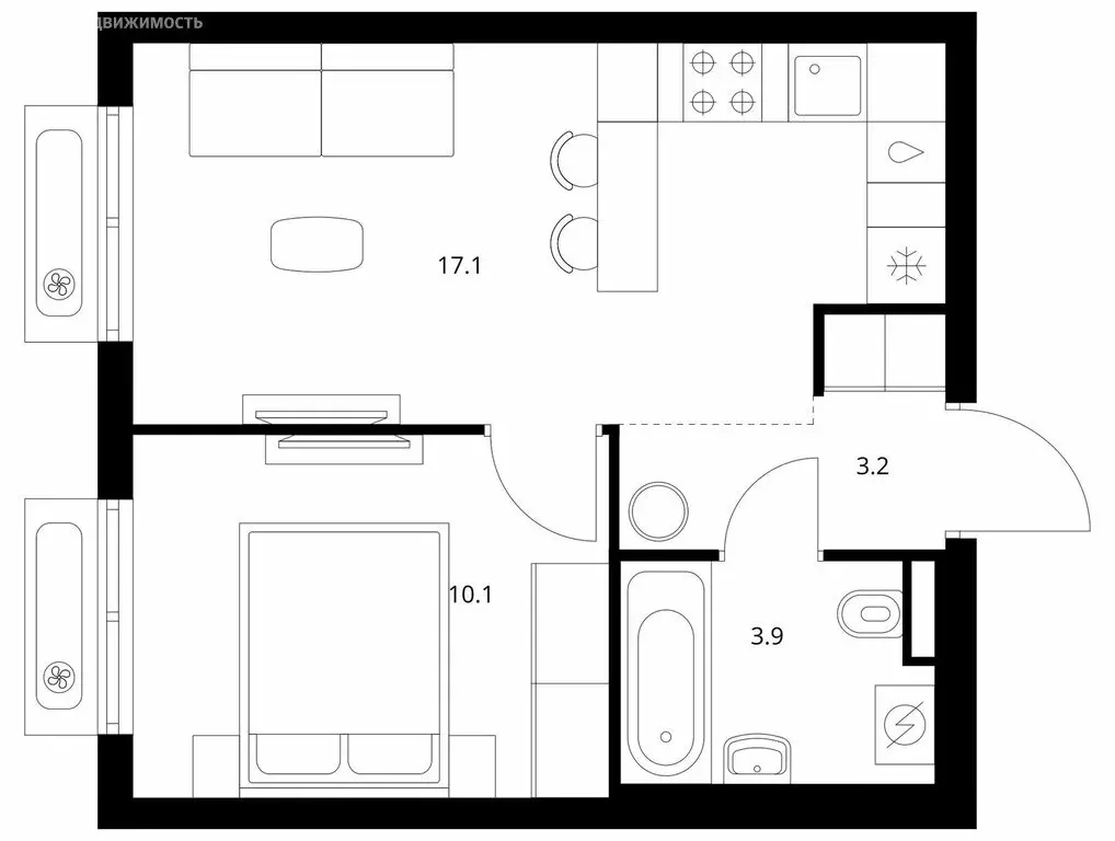 1-комнатная квартира: Боброво, ЖК Восточное Бутово, 48 (34.3 м) - Фото 1