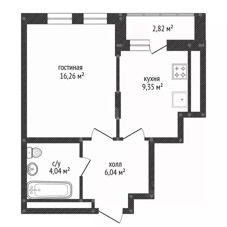 1-к кв. Башкортостан, Уфа ул. Блюхера, 3/6 (37.5 м) - Фото 2