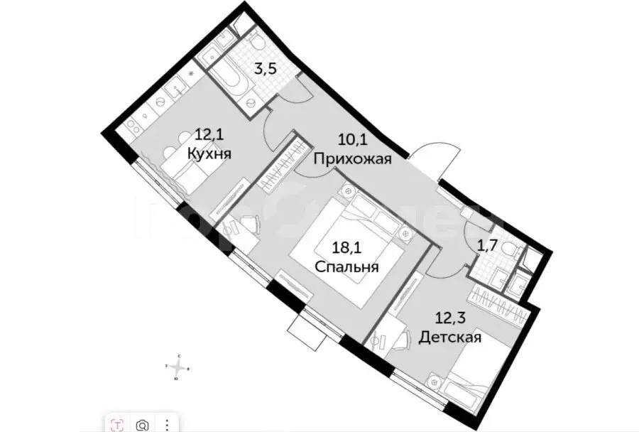 2-комнатная квартира: посёлок Развилка, Римский проезд, 13 (57.9 м) - Фото 0