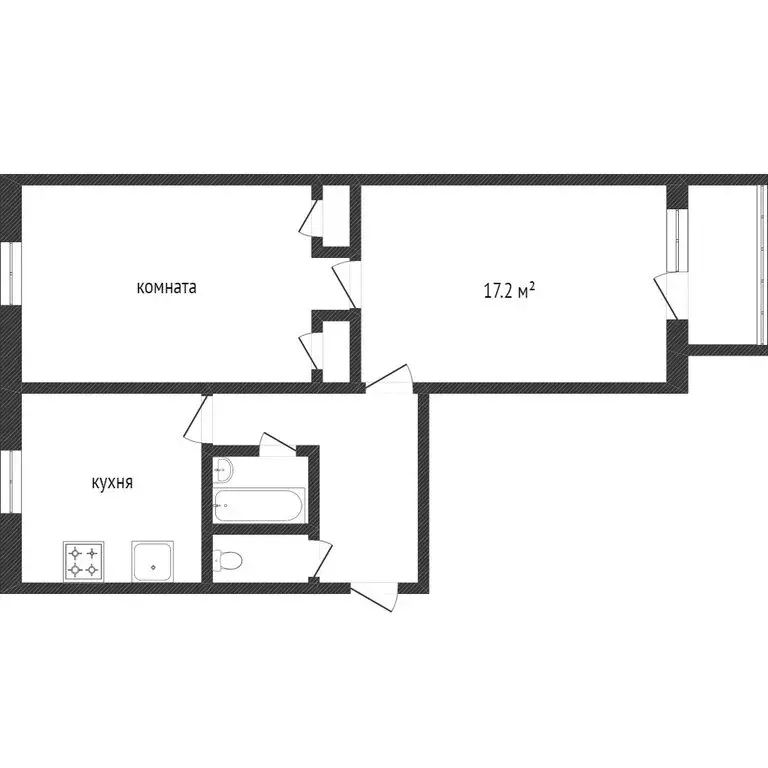 2-комнатная квартира: Тобольск, микрорайон Менделеево, 8 (42 м) - Фото 1