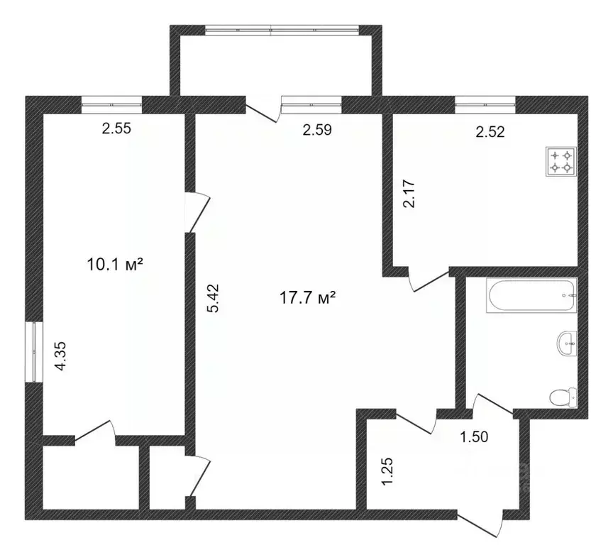 2-к кв. Тюменская область, Тюмень ул. Карла Маркса, 123 (41.8 м) - Фото 2