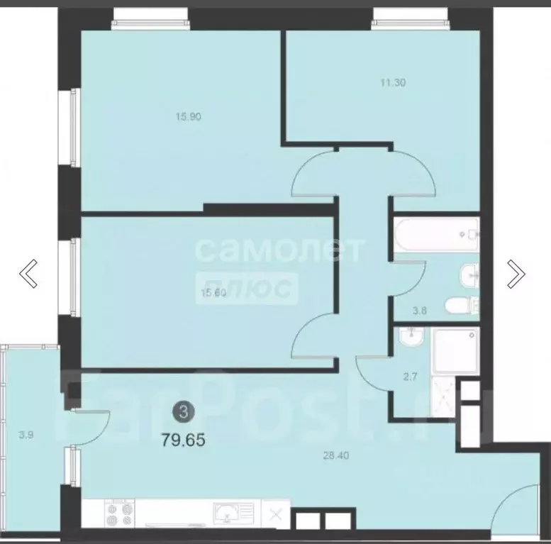 3-к кв. Приморский край, Владивосток ул. Сафонова, 4 (76.9 м) - Фото 2
