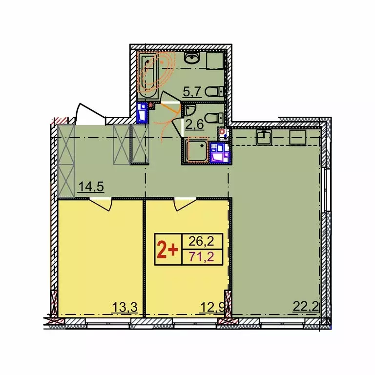 2-комнатная квартира: Нижний Новгород, Артельная улица, 15к1 (71.2 м) - Фото 0