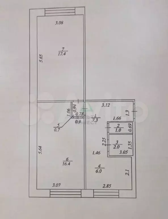 2-к. квартира, 50,8 м, 2/5 эт. - Фото 0