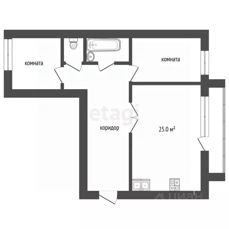 2-к кв. Тюменская область, Тюмень ул. Самарцева, 30 (64.1 м) - Фото 1