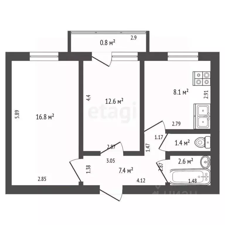 2-к кв. Мордовия, с. Дубенки ул. Бровцева, 25 (49.0 м) - Фото 1