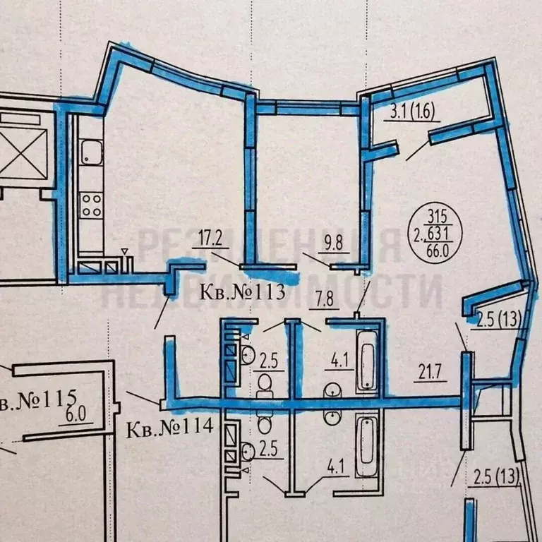 2-к кв. Самарская область, Самара просп. Карла Маркса, 242 (66.0 м) - Фото 2