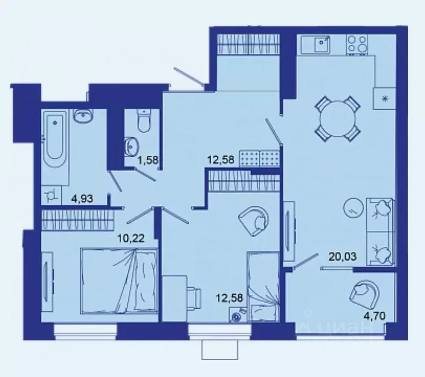 2-к кв. Брянская область, Брянск Советская ул., 124 (66.7 м) - Фото 0