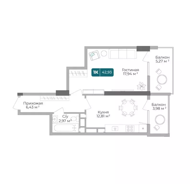 1-комнатная квартира: Новороссийск, проспект Дзержинского, 264к2 ... - Фото 0