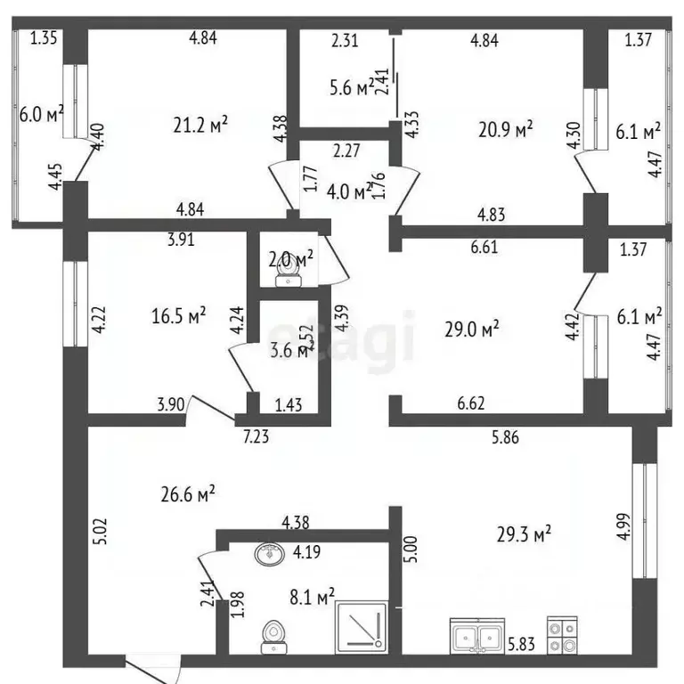 4-к кв. Башкортостан, Стерлитамак Деповская ул., 23А (166.8 м) - Фото 1