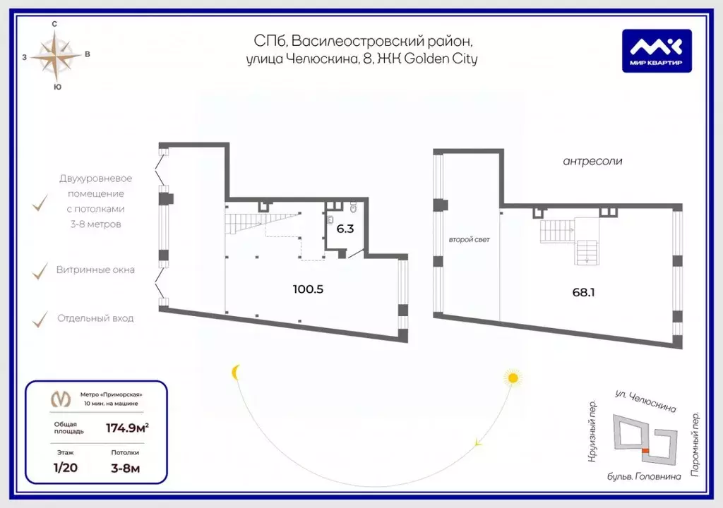 Помещение свободного назначения в Санкт-Петербург ул. Челюскина, 8с1 ... - Фото 1