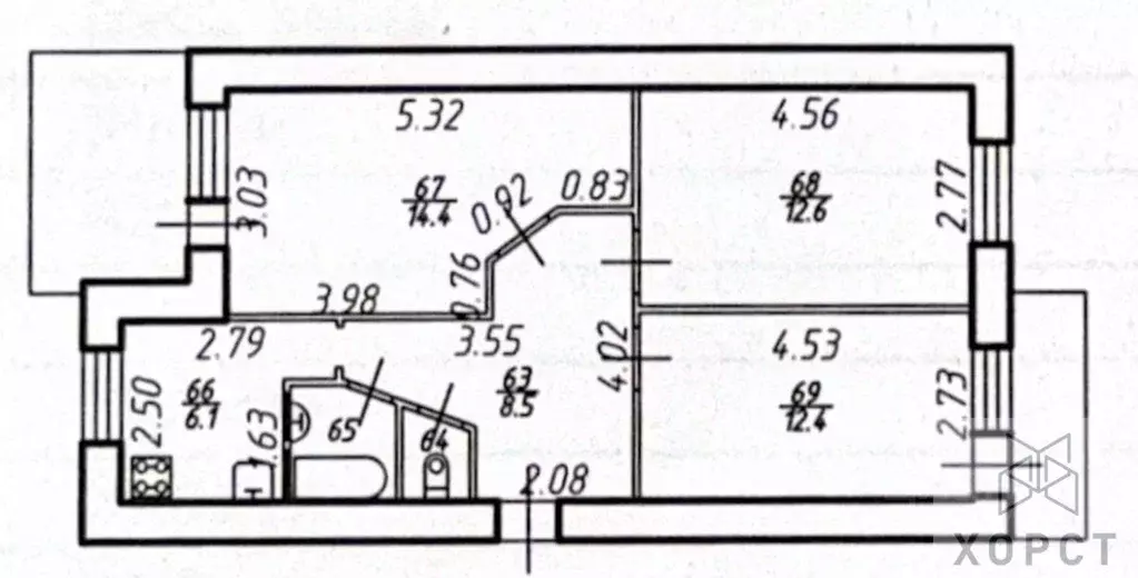 3-к кв. Ставропольский край, Ставрополь ул. Ленина, 100 (64.4 м) - Фото 2