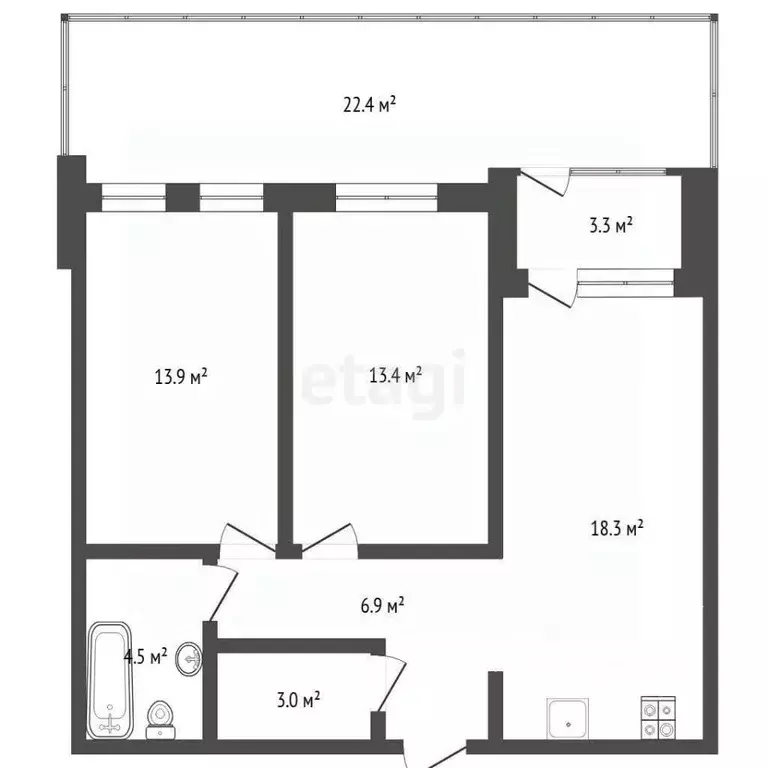 2-к кв. Тюменская область, Тюмень ул. Сергея Свиридова, 7 (60.2 м) - Фото 2