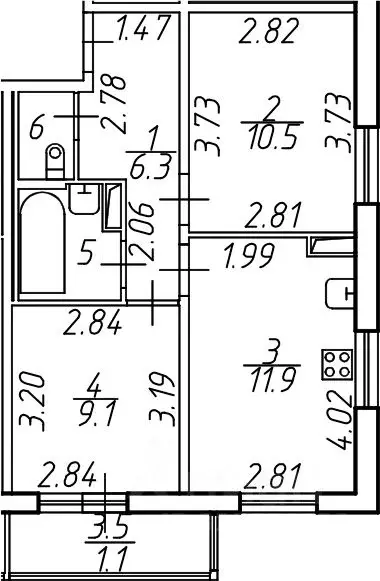 2-к кв. Ленинградская область, Мурино Всеволожский район, ул. ... - Фото 2