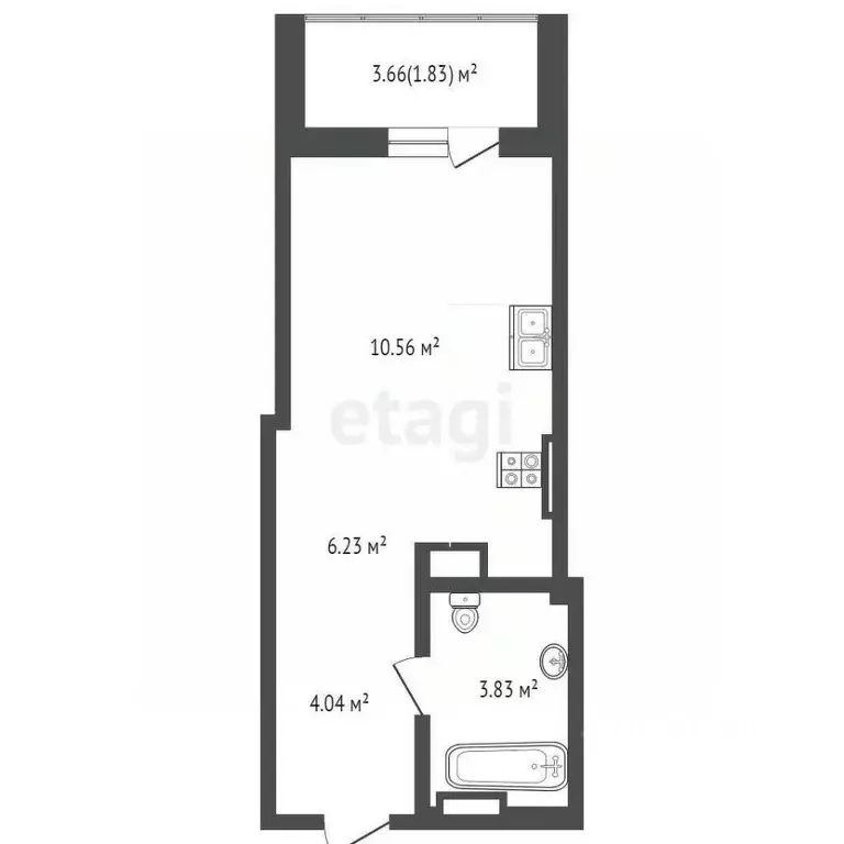 Студия Ростовская область, Ростов-на-Дону ул. Тимошенко, 5А (31.0 м) - Фото 2