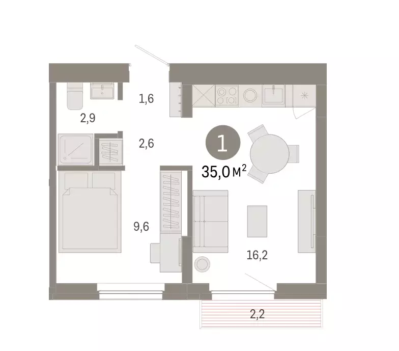 Продаётся 1-к квартира, 35 м - Фото 1