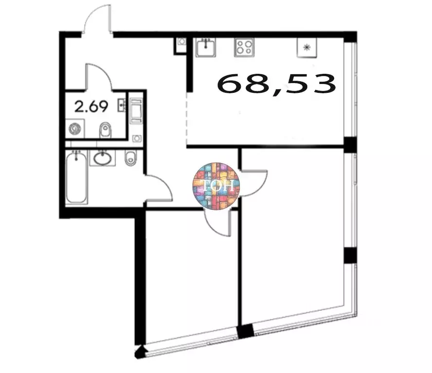 2-к кв. Санкт-Петербург ул. Челюскина, 10 (68.53 м) - Фото 1