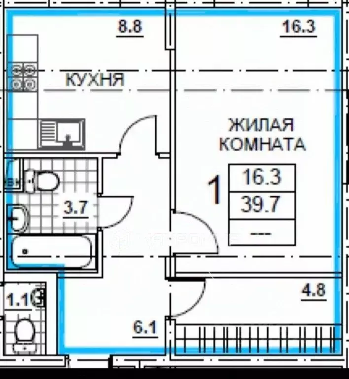 1-к кв. Ленинградская область, Мурино Всеволожский район, ул. ... - Фото 2