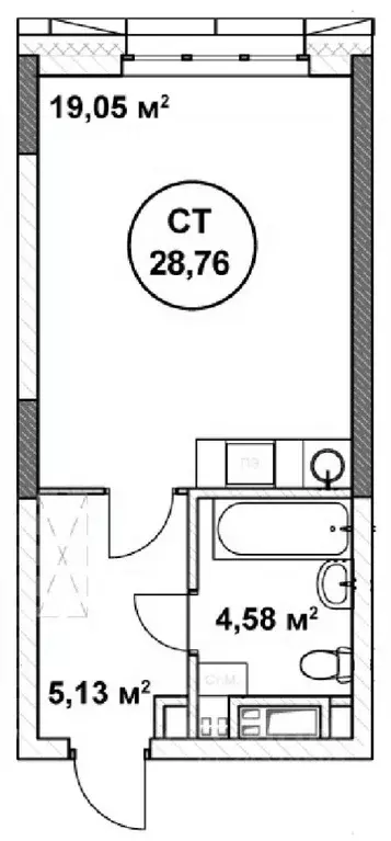Студия Нижегородская область, Нижний Новгород ул. Родионова (28.76 м) - Фото 1