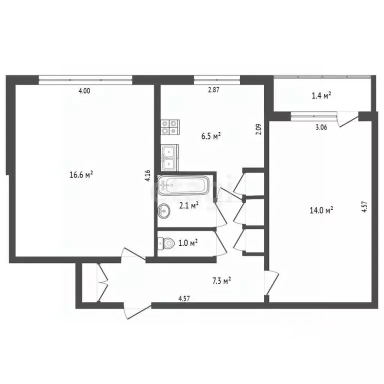 2-к кв. Мордовия, Саранск ул. Сущинского, 36к5 (49.3 м) - Фото 2