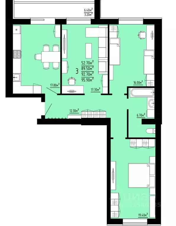 3-к кв. Мордовия, Саранск Республиканская ул., 38 (92.7 м) - Фото 1