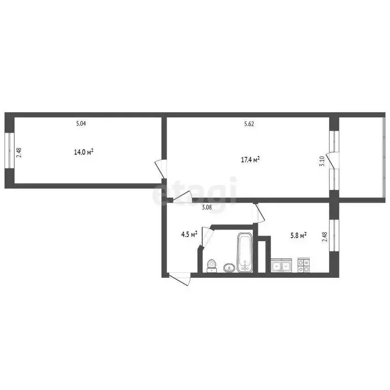 2-комнатная квартира: Ялта, улица Кривошты, 1 (45.5 м) - Фото 0