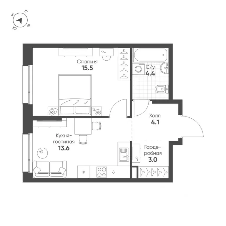 1-к кв. Свердловская область, Екатеринбург Солнечный жилрайон,  (40.6 ... - Фото 0