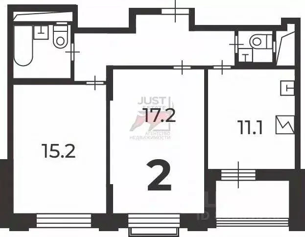 Квартира, 2 комнаты, 57.3 м - Фото 1
