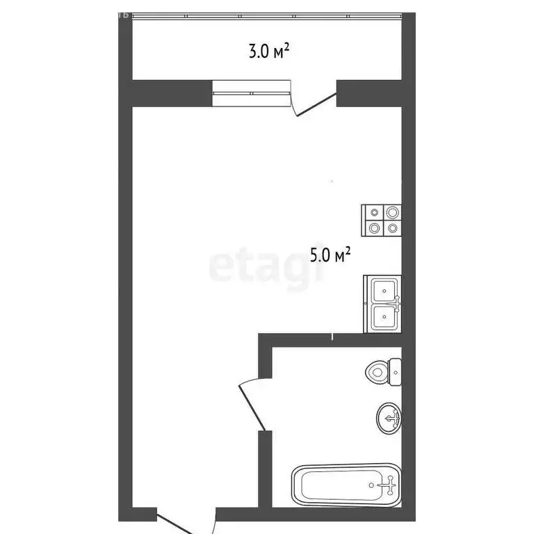 Квартира-студия: Тюмень, улица Новосёлов, 117 (15.7 м) - Фото 1