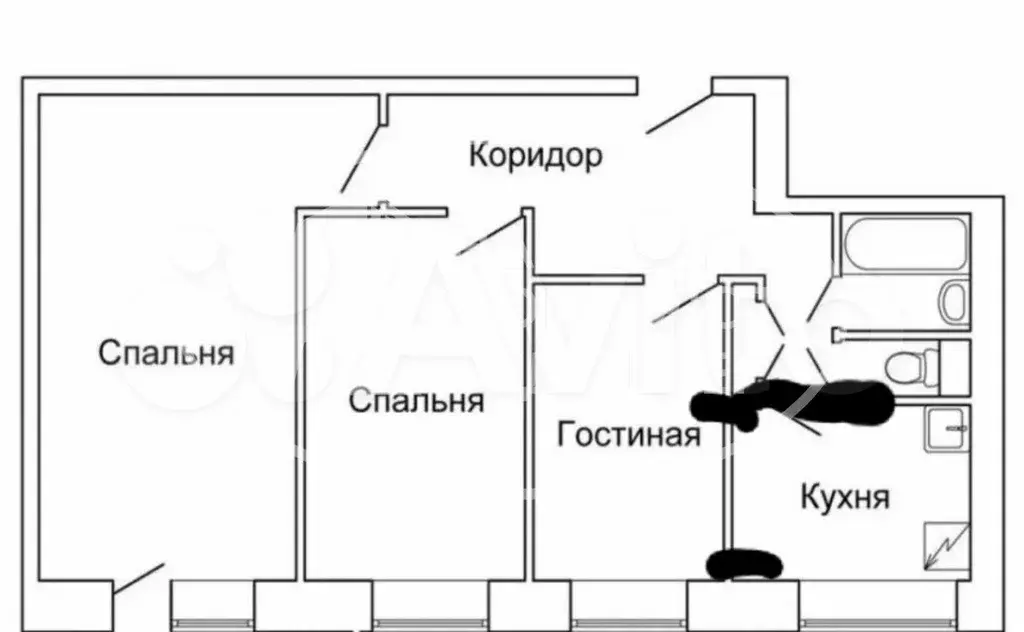 3-к. квартира, 56,8 м, 1/5 эт. - Фото 0