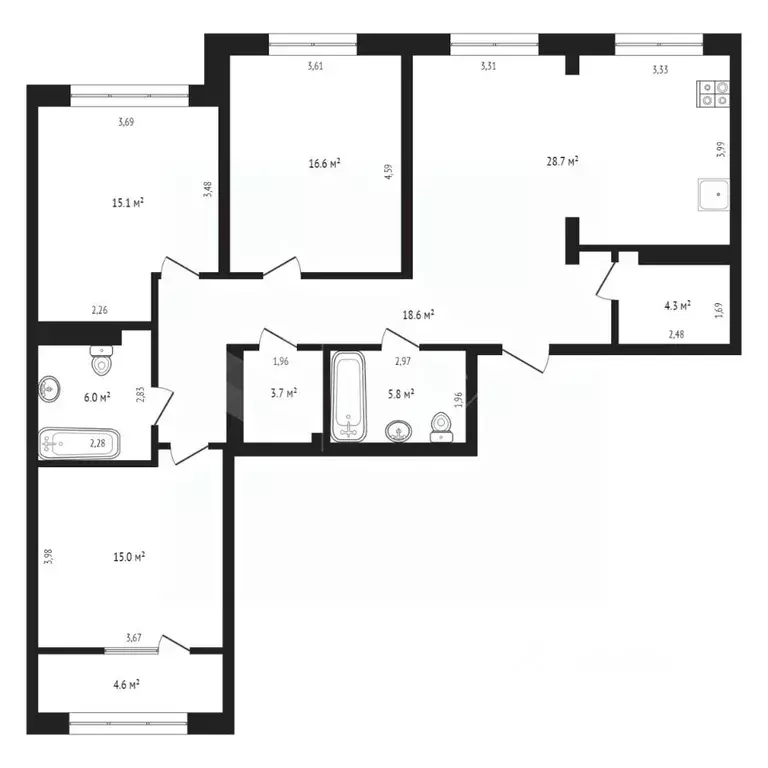 3-к кв. Тюменская область, Тюмень ул. Евгения Войнова, 7 (118.4 м) - Фото 2