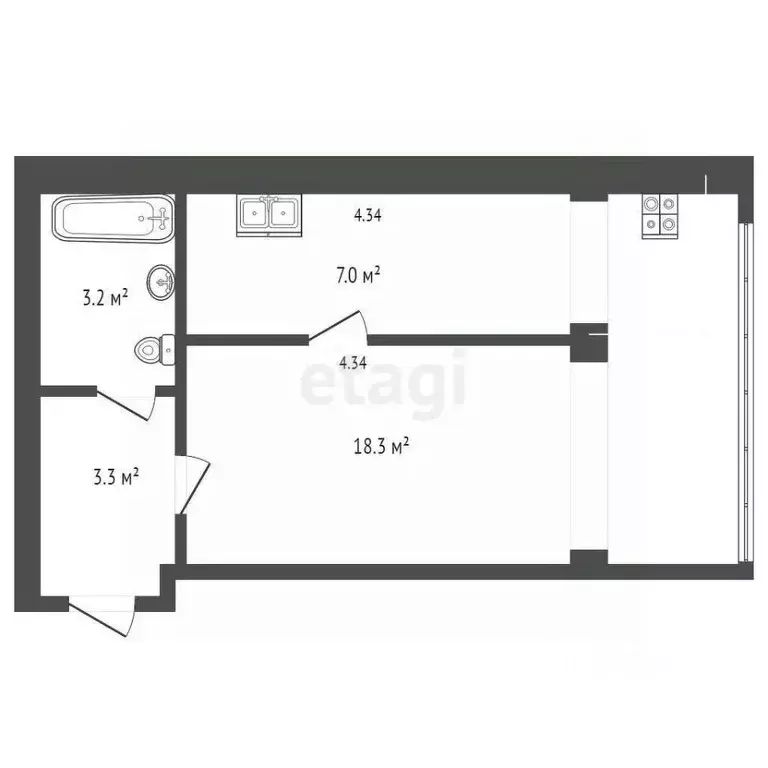 Студия Ростовская область, Ростов-на-Дону 2-я Баррикадная ул., 4 (33.5 ... - Фото 1