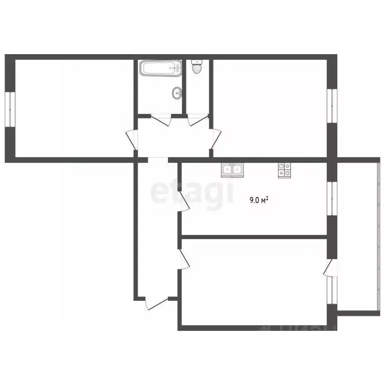 3-к кв. Тюменская область, Тюмень Малая Боровская ул., 38/5 (67.5 м) - Фото 2