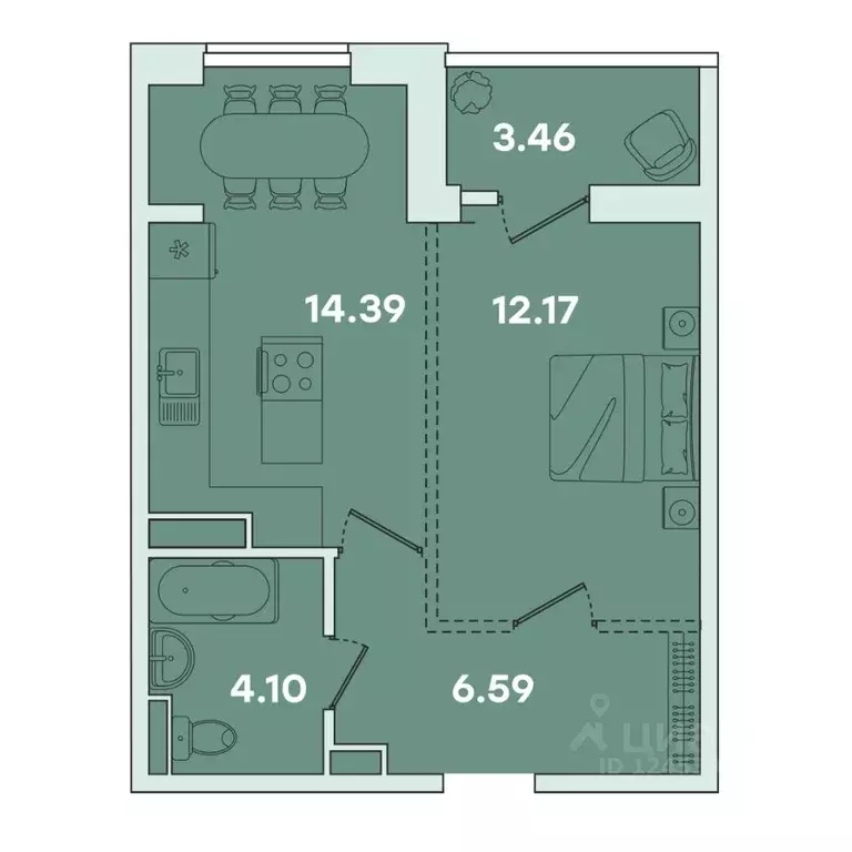 1-к кв. Иркутская область, Иркутск ул. Петрова, 16 (40.71 м) - Фото 0