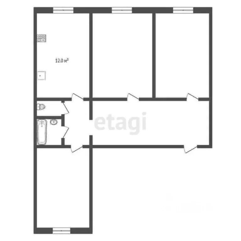 3-к кв. Забайкальский край, Чита ул. Бекетова, 25 (63.0 м) - Фото 1