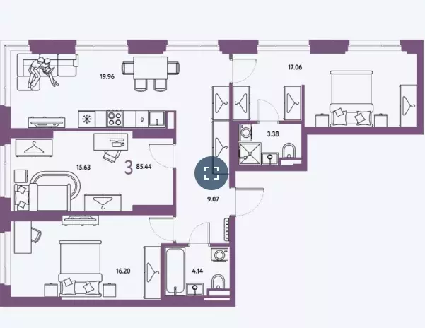 Продаётся 3-к квартира, 85.44 м - Фото 0