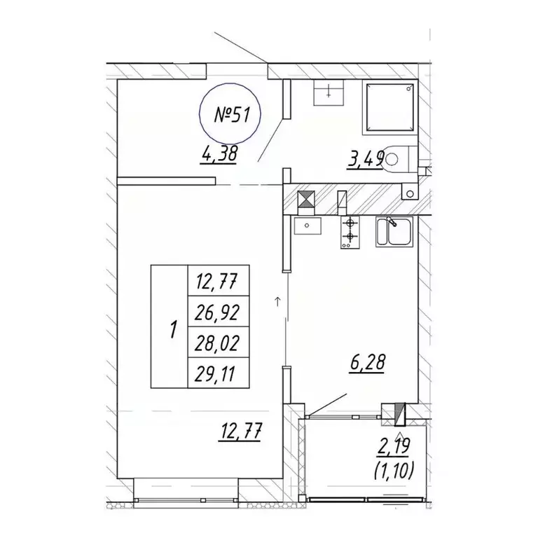 1-к кв. Калининградская область, Зеленоградск  (29.11 м) - Фото 1