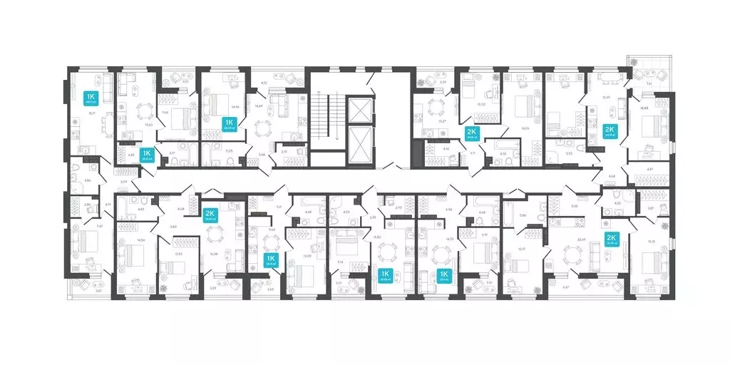 2-комнатная квартира: Дербыши, жилой комплекс Дабл-Дабл (58.06 м) - Фото 2