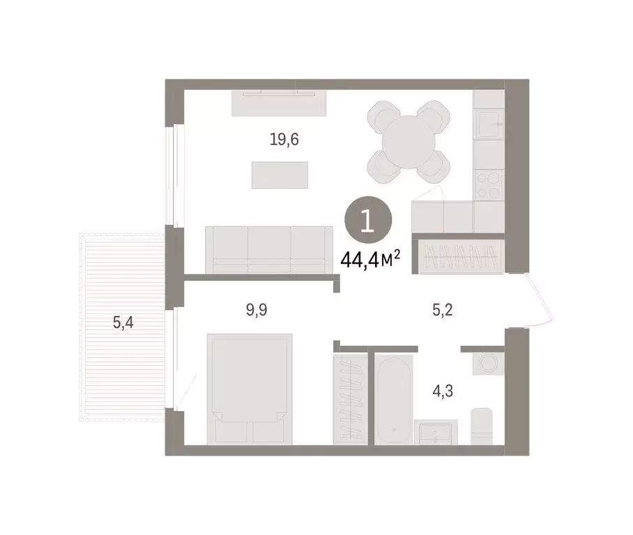 1-комнатная квартира: Новосибирский район, рабочий посёлок Краснообск, ... - Фото 1