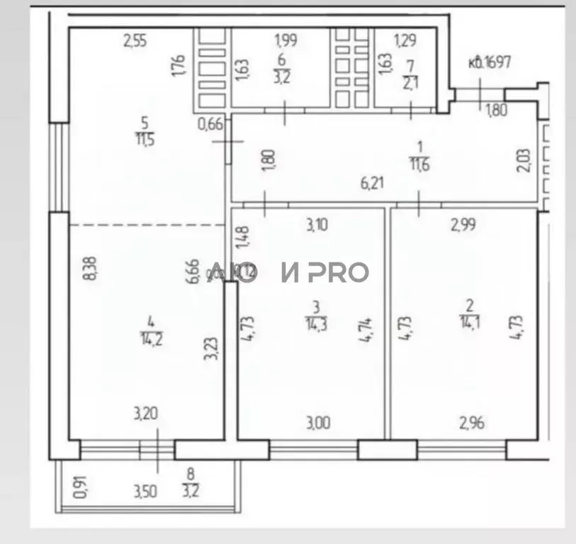 3-к кв. Башкортостан, Уфа ул. Софьи Перовской, 22 (72.6 м) - Фото 2