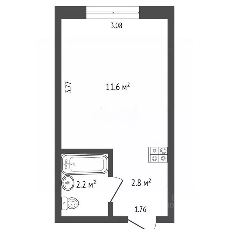 Студия Кемеровская область, Кемерово Октябрьский просп., 85 (16.5 м) - Фото 2