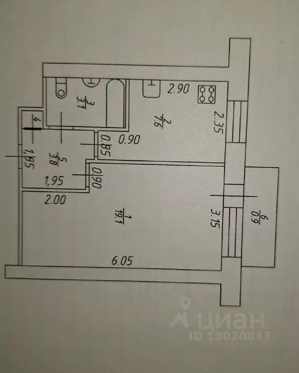 1-к кв. Татарстан, Казань ул. Серова, 27 (33.9 м) - Фото 2