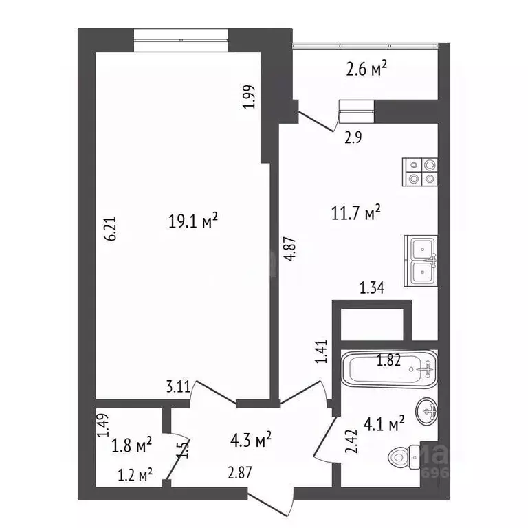 1-к кв. Московская область, Ленинский городской округ, д. Сапроново, ... - Фото 2