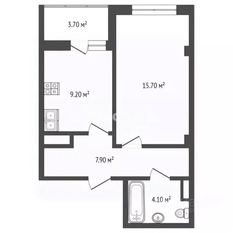 1-к кв. Севастополь ул. Токарева, 18Г (34.5 м) - Фото 2