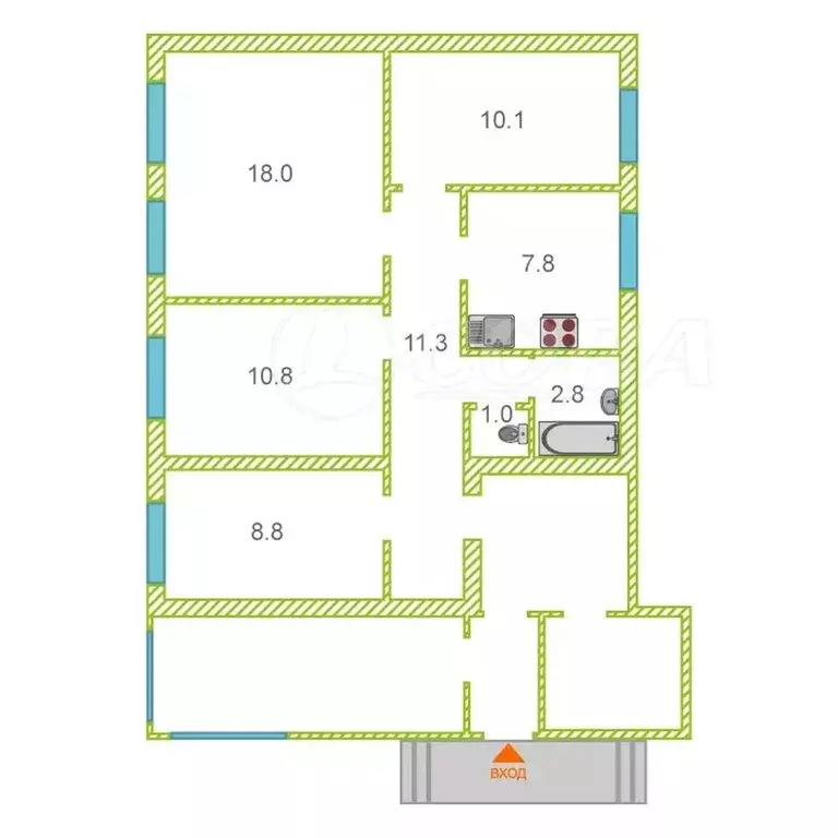Дом в Тюменский муниципальный округ, село Онохино (71 м) - Фото 2