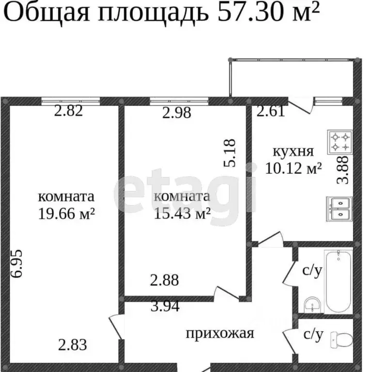 2-к кв. Вологодская область, Вологда ул. Гагарина, 80Б (56.5 м) - Фото 1