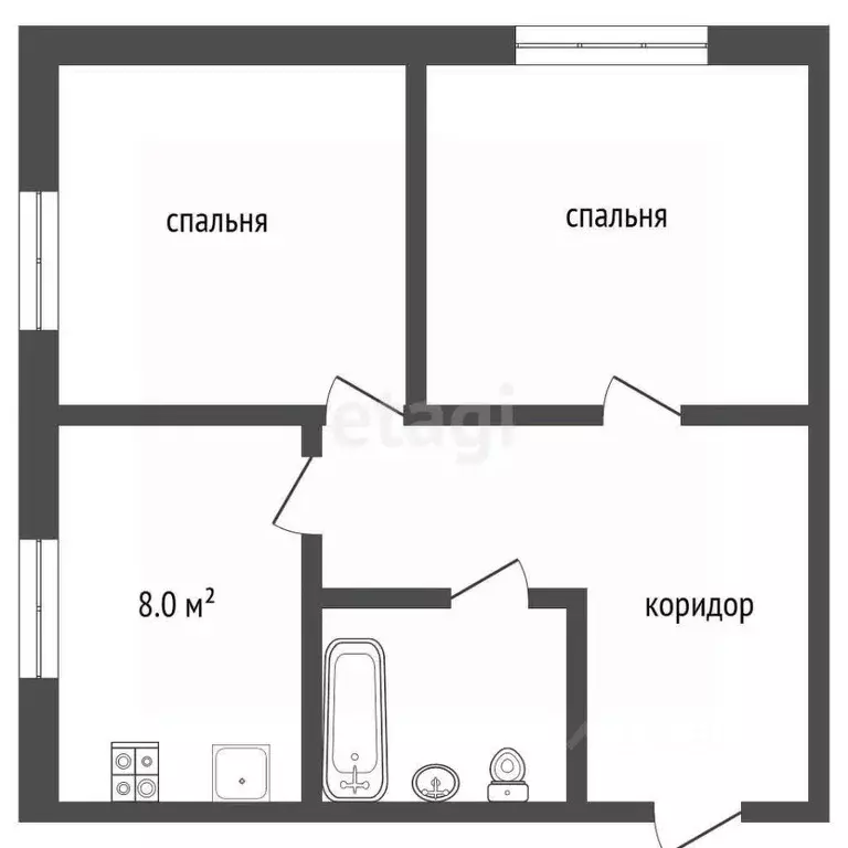 2-к кв. Тамбовская область, с. Староюрьево ул. Космонавтов, 12 (40.6 ... - Фото 2