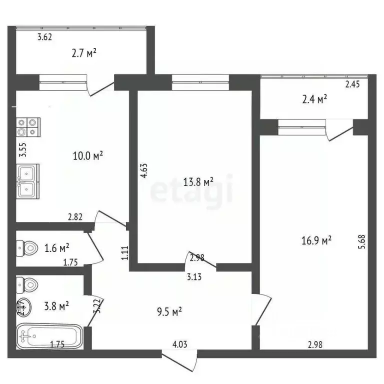 2-к кв. Самарская область, Самара Парниковая ул., 1 (55.6 м) - Фото 2